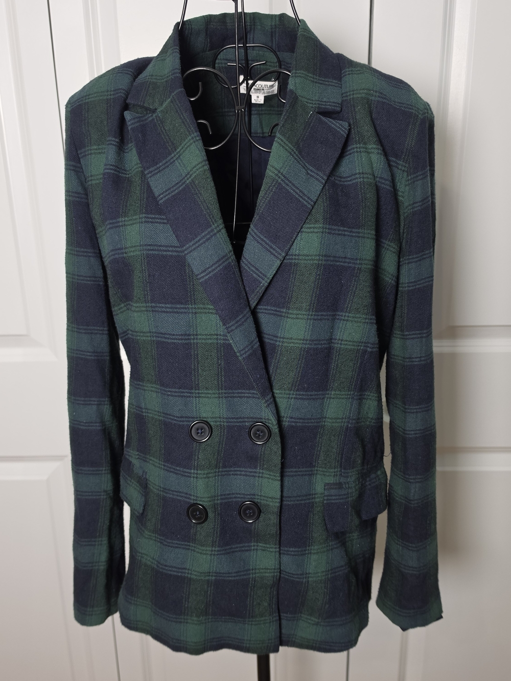 WILDFANG x Lucca Couture Black Watch Plaid Double Breasted Blazer Small